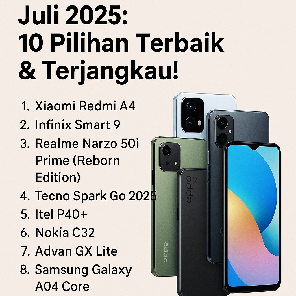 Rekomendasi HP 1 Jutaan Juli 2025: 10 Pilihan Terbaik & Terjangkau!